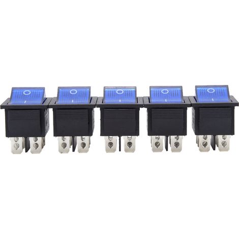 Lot de 10 interrupteurs à bascule 6 broches en plastique bleu avec voyant lumineux pour appareils ménagers et machines-outils KCD4 (1/5)
