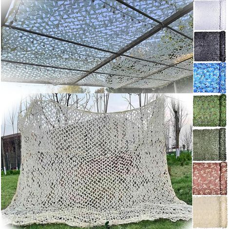 Filet de protection solaire d'extérieur pour camouflage, camping, chasse, jardin, voiture, auvent de terrasse, blanc 2 x 3 m (1/5)