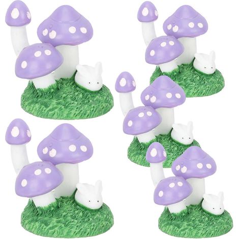 Ensemble de 25 mini ornements champignons en résine violette pour la décoration (1/5)