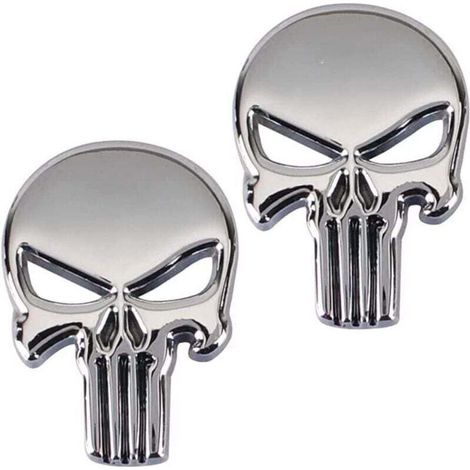 3D-Metall-Punisher-Totenkopf-Aufkleber für Auto und Motorrad, 2 Stück, dekorativer Kleber