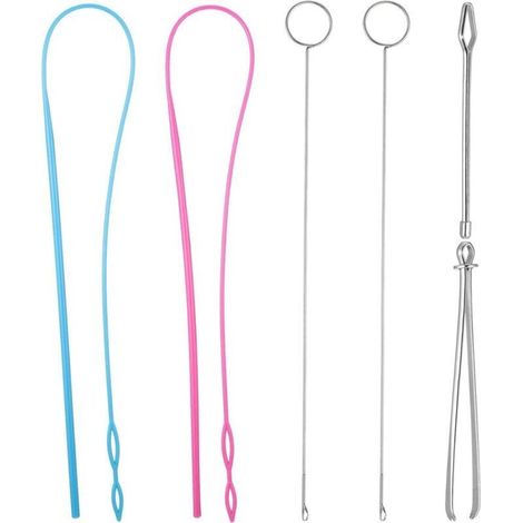 Lntyq 6 Pièces Kit de Boucle de Couture, Comprenant Crochet de Tourneur de Boucle Enfile-Cordon Flexible Pince à Épiler en Métal Outil de Tourneur à Boucle Long avec Verrou pour DIY Accessoires de Tri