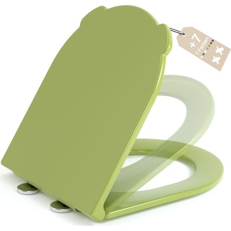 AquaWise Abattant WC avec Frein de Chute Cuvette WC Charnière Réglable Démontage Rapide Duroplast Facile Nettoyer Antibactérien Vert