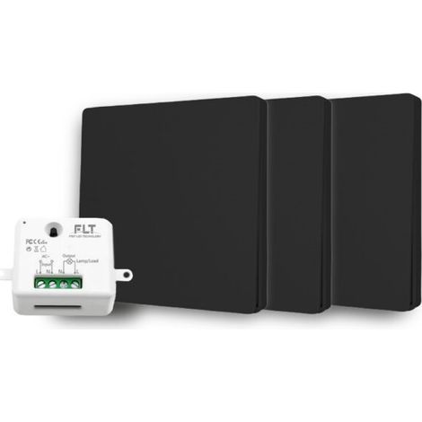 Kit interrupteur va-et-vient sans fil – 3 boutons poussoirs – Technologie auto-alimentée – Sécurité pour environnements humides