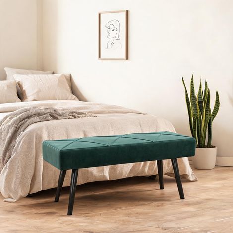 Banc de rangement vert en tissu et acier 100 x 36 x 45 cm (1/5)