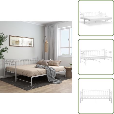 The Living Store Sofá cama extraíble sin colchón metal blanco 90x200cm - Cama extraíble