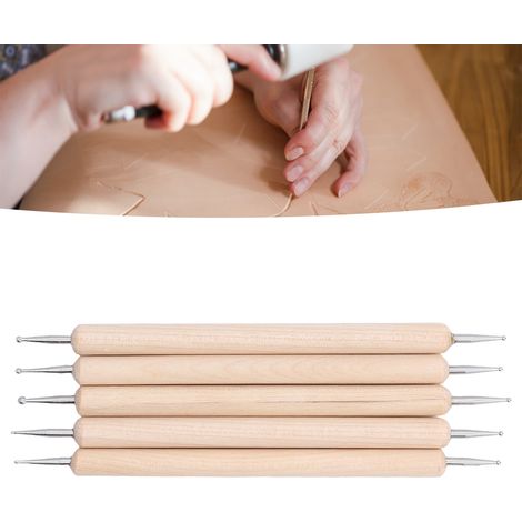 5-teiliges Prägestift-Set, Prägewerkzeug, Strassstift, Kopierstift, Lederbearbeitungswerkzeuge. (1/5)