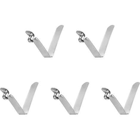 5pcs Simple Bouton Kayak Pagaie Snap Ressort Clip 37mm x 6mm 65Mn Acier Forme V Creux Ascenseur Télescopique verrouilage Tube Poteau Clips pour Tente Parapluie, Argent (1/5)