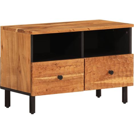 Mobile TV multimediale scaffale per televisione televisore buffet sala da pranzo soggiorno camera da letto 70 x 33 x 46 cm legno massello di acacia marrone 020026179