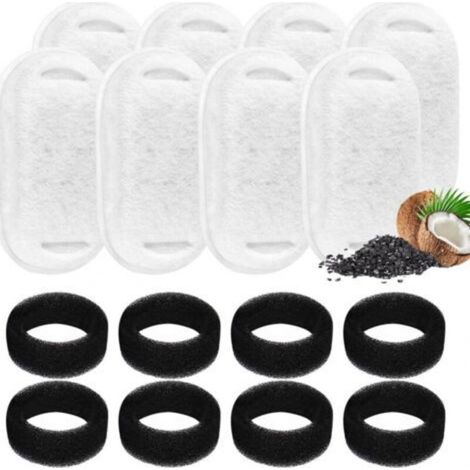 ALLIANDISFiltre pour abreuvoir pour chat, filtre 8 pièces + éponge 8 pièces, filtre pour abreuvoir pour chat avec résine et charbon actif (1/4)