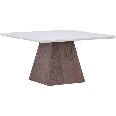 Table Basse Effet Marbre "Cael" 80cm Gris & Marron
