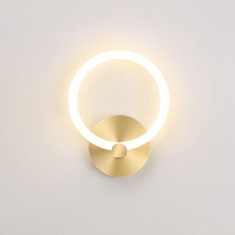 Applique Murale LED Intérieur Or Moderne Lampe De Chevet Ronde 19cm Salon Couloir Applique Murale Chambre Décor, 10W (3000K Blanc Chaud) (1/4)