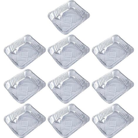 Lot de 10 grands plateaux jetables en aluminium avec boîte de rangement pratique (1/4)