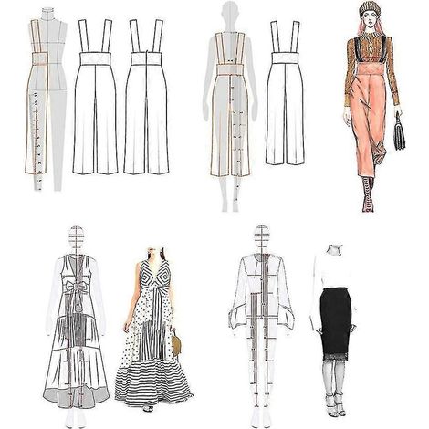 Règles d'illustration de mode, gabarits de croquis, règles de couture, patrons humanoïdes, conception de vêtements, mesures (1/5)