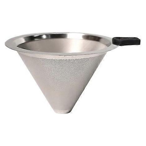 Hand coffee filter V60 filter cup filter paper-free tea slag funnel 304 stainless steel double-layer coffee filter (1/5)