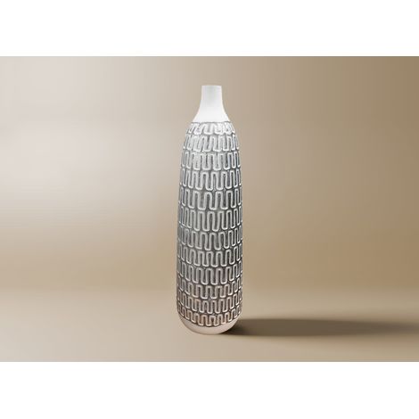 Vase XL en polyrésine blanc et argent H49 cm ALAIA