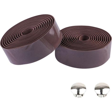 paire de ruban de guidon de vélo avec embouts, en mousse de caoutchouc élastique antidérapante, compatible avec la plupart des vélos.-Coffee