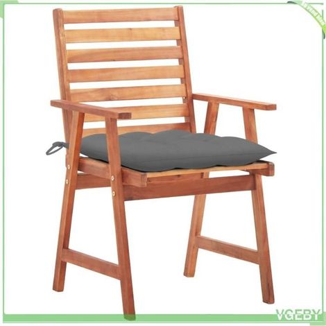 Chaises à manger d'extérieur - FAFEICY - Conception à lattes - Acacia massif - Coussins imperméables - Lot de 3 (1/5)