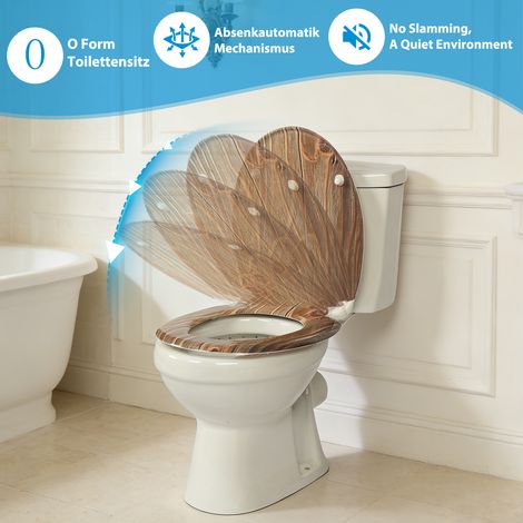 Abattant WC thermodurcissable de type O, descente optique automatique en bois abrasif - UF12-751 (1/5)