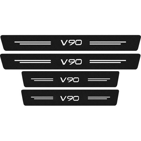 (4 pièces pour V90) 4 autocollants de protection de seuil de porte pour Volvo S60,S90,V40,V60,V90,XC40,XC60,XC70 et XC90 Décoratif en cuir et fibre de carbone (1/3)