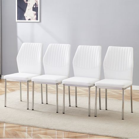 Esszimmerstuhl 4er-Set mit Polsterung Weiß-Silber OKMYHOME (1/5)