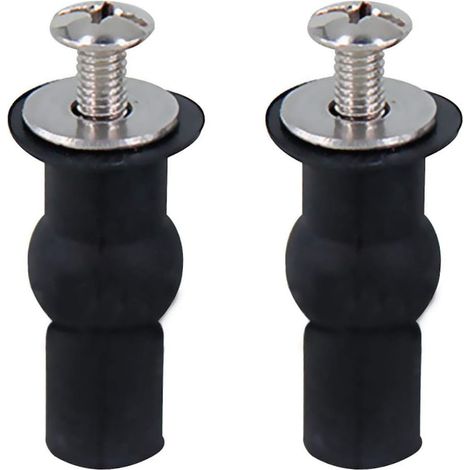 Jeu de 2 fixations pour abattant WC, caoutchouc noir, 50 mm, visserie de remplacement (1/5)