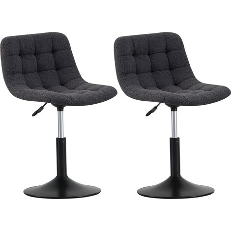 Soft Fabric Dressing Table Chair, Height Adjustable Swivel Desk Home Office Chair,Footrest and Metal Base for Bedroom Vanity & Office Drake GREY