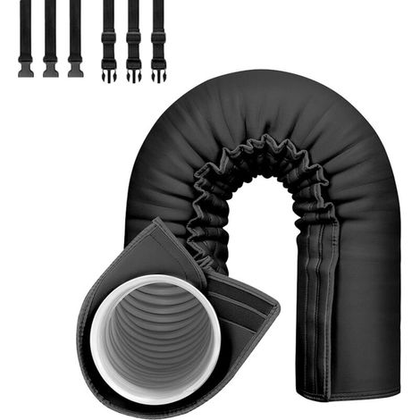 Cache-tuyau noir pour climatiseur portable, manchon d'isolation portable pour tubes de 12,7 cm et 15 cm, améliore l'efficacité du refroidissement du chauffage (1/5)