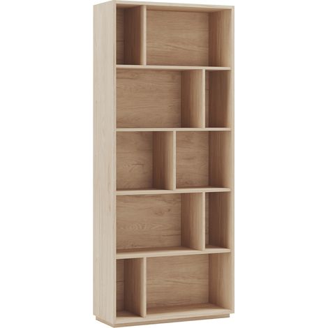 Meuble de rangement, collection NACK (545), bibliothèque étagère à 5 nivaux en mélamine.- chêne clair