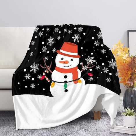 Couverture de Noël avec imprimé bonhomme de neige, super douce et pelucheuse, motif flocon de neige, couverture d'hiver douillette, décoration d'intérieur (1/5)