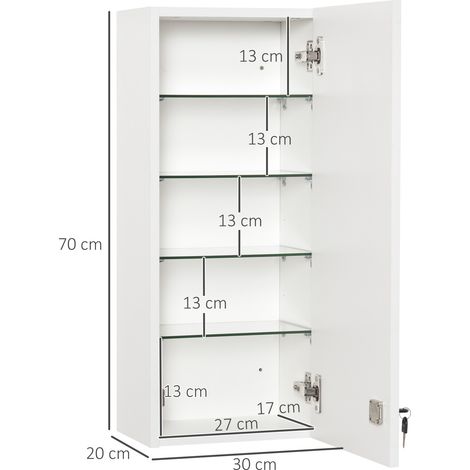 Armoire de toilette murale sécurisée, étagères ajustables, croix de secours, parfaite pour salle de bain, cuisine et espace professionnel (1/5)