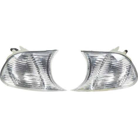 Luces de esquina delanteras izquierda y derecha, lente transparente, intermitentes, repuesto para Serie 3 E46 Coupé 1998-2001, blanco, 63126904307 63126904308 (1/4)