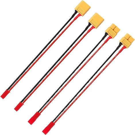 4 Pièces XT60 vers JST Câble Adaptateur, JST Connecteur vers Prise XT60 Connecteur, avec 15cm 20AWG Câble en Silicone, pour Batteries Lipo