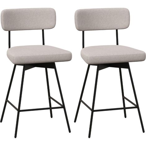 Set di 2 sgabelli da bar girevoli 47 x 51 x 90,5 cm girevole a 360° design scandinavo lino beige 200012532
