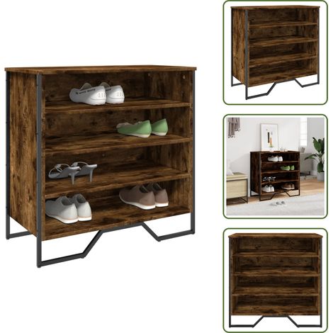 vidaXL Schuhregal Räuchereiche 80x38x78 cm Holzwerkstoff (1/5)