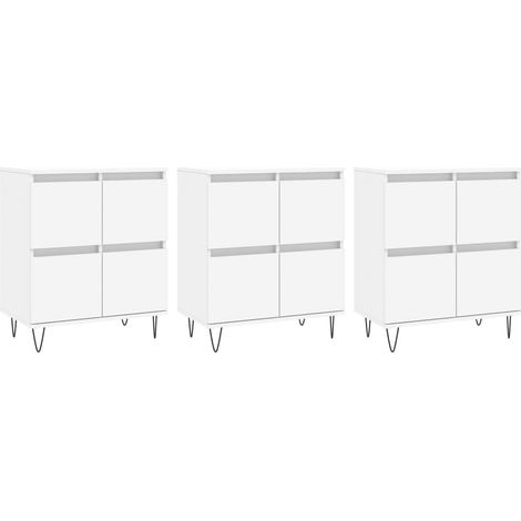 Aparador buffet cómoda armario mueble organizador cocina salón salón 3 piezas madera contrachapada blanco 020037000