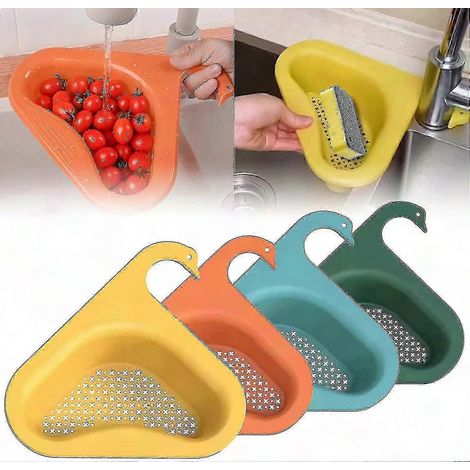 Panier d'évier d'angle, passoire de cuisine triangulaire, filtre de bac de lavage, accessoire de coin pour évier de cuisine (1/4)