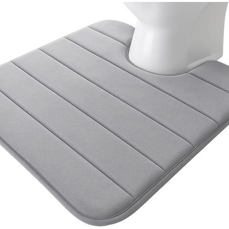 Tapis de toilette en mousse à mémoire de forme antidérapant avec découpe 50 x 60 cm, absorbant, lavable pour WC, gris foncé (1/5)