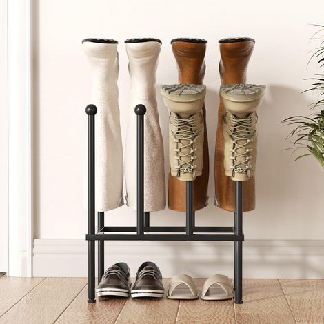 Étagère à Chaussures Autoportante en Métal Noir pour Dortoir, Armoire, Entrée, Patio, Couloir, étagère à Chaussures Noire, Convient pour 4 Paires (1/5)