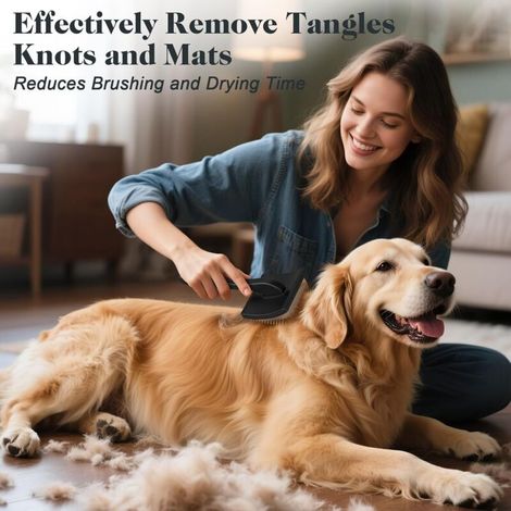 Peigne pour animaux - convient aux chats, golden retrievers, etc., démêle efficacement - lot de 2, noir (1/4)
