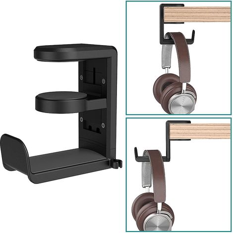 support Pour Casque Avec Support Pivotant 360 + Pince Ressort Rglable, Support Pour Casque De Bureau (1/5)