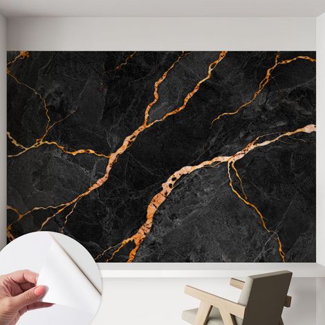 Tapete adhésive moderne pour salon et chambre à coucher Décoration rapide avec colle Veines marbrées 152x104 cm (1/5)