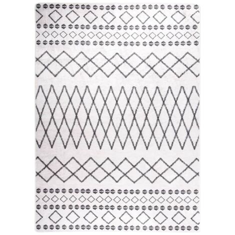 Tapis lavable antidérapant Tapis de salon Tapis d'entrée 120x180 cm Noir et blanc 34171 (1/5)
