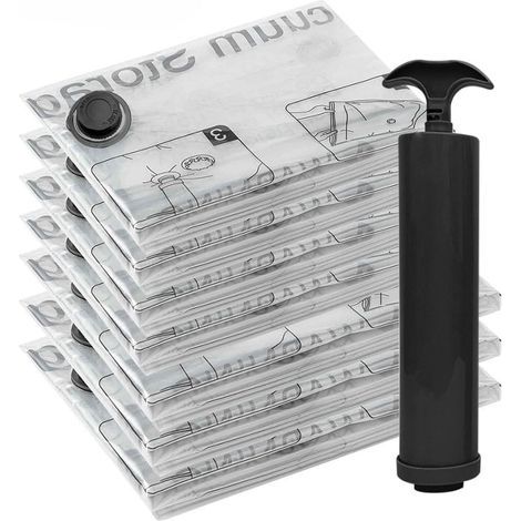 Lot de 8 sacs de rangement sous vide réutilisables avec pompe manuelle, gain de place (40x60cm)-AquaForge (1/5)