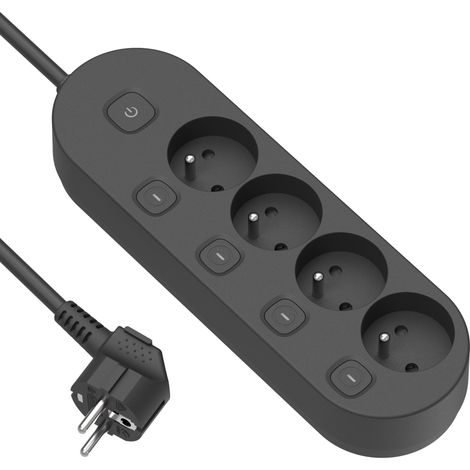 Bloc avec 4 prises avec 5 iter 3G1,5, Cable 1,5, Noir