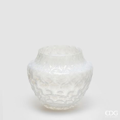 EDG Enzo De Gasperi Vaso Honeycomb Nido D'ape H 17 Cm D 20 Cm Vetro Waterproof Bianco