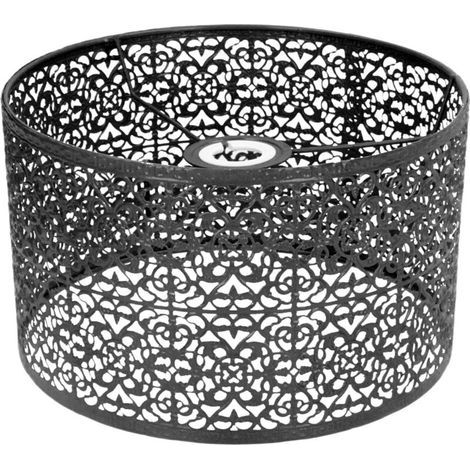 Abat-jour en métal E27 E14 – Forme creuse pour éclairage unique – Finition soignée – Diamètre 25 cm – Hauteur 16 cm – Compatible lampes table et plafonnier (1/5)