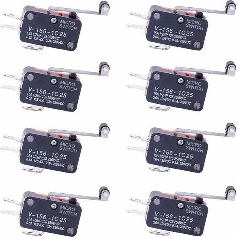 microinterruptores de plástico, microinterruptores de límite de 3 pines, microcontactor de 220 V, microinterruptor de palanca SPDT, microinterruptor 1NO 1NC para máquinas electrónicas, 5 A