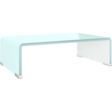 Support de Moniteur et Meuble TV Rehausseur Écran en Verre Trempé Vert 40 x 25 x 11 cm (1/5)