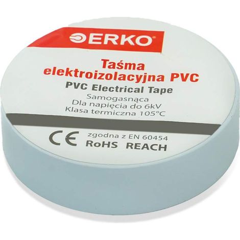 ERKO Nastro isolante elettrico, bianco, confezione da 10 pezzi, 1,5 cm x 10 m, in PVC, flessibile, forte adesione, resistente agli agenti chimici, universale (15 mm x 10 m) (1/5)