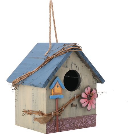 Casetta per uccelli in legno Toivize - Pino naturale - Verde chiaro - 20,5x13,5x15 cm - Decorazione da giardino (1/5)